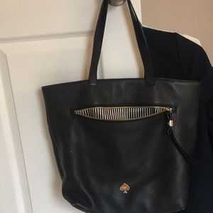 Kate Spade black tote. Spot on front. Handles worn
